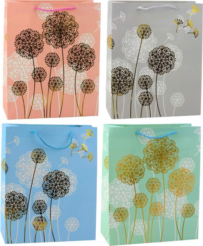 Gavepose med gullløvetannelementer, 32 x 26 x 12 cm