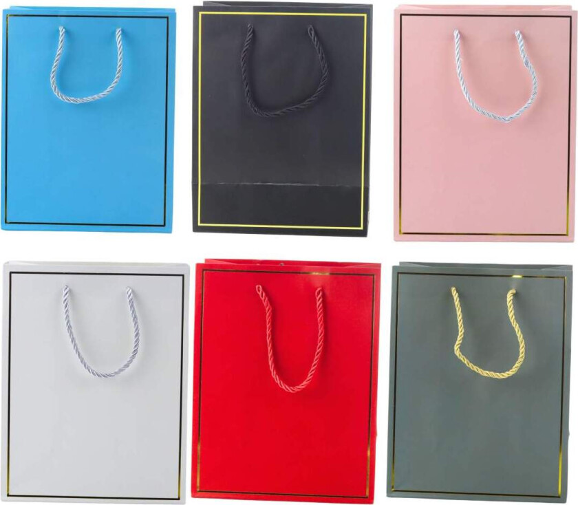 Gavepose med gullramme, blandede farger, 23 x 18 x 10 cm