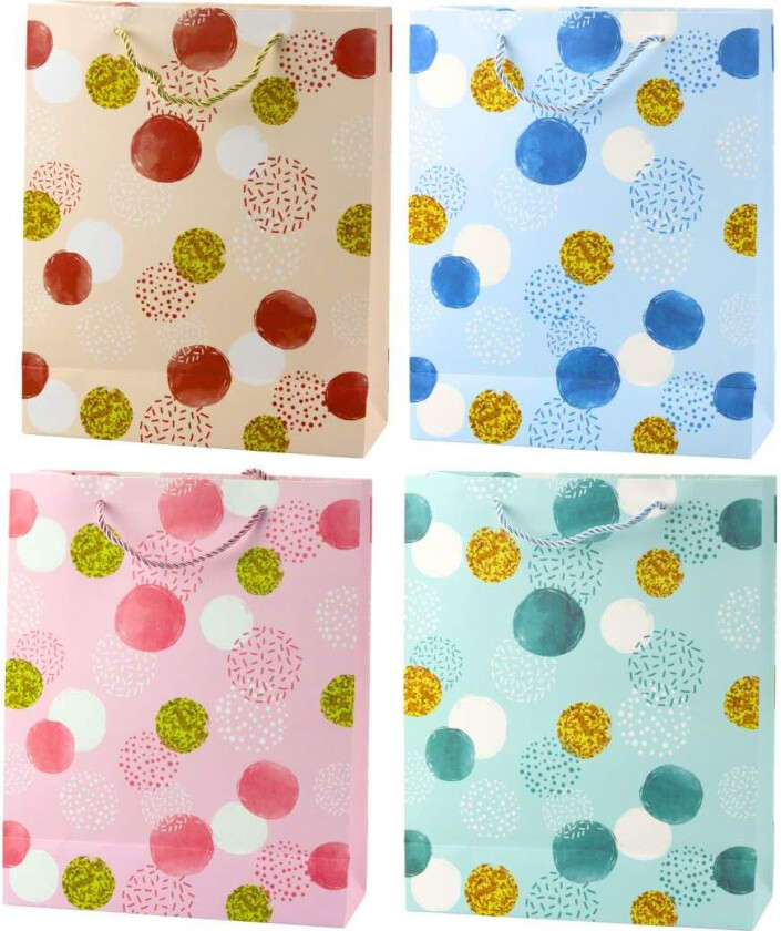 Gavepose, Gullprikker, Pastell, 32 × 26 × 10 cm