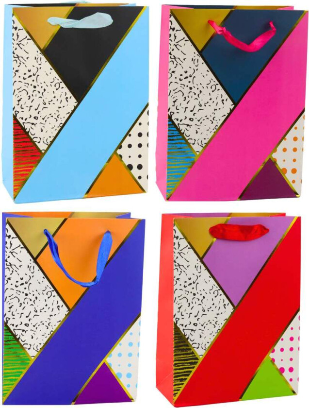 Gavepose, geometriske mønstre, 23 x 18 x 10,5 cm