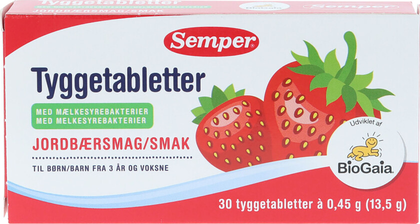 Tyggetabletter jordbær, 30 tabletter