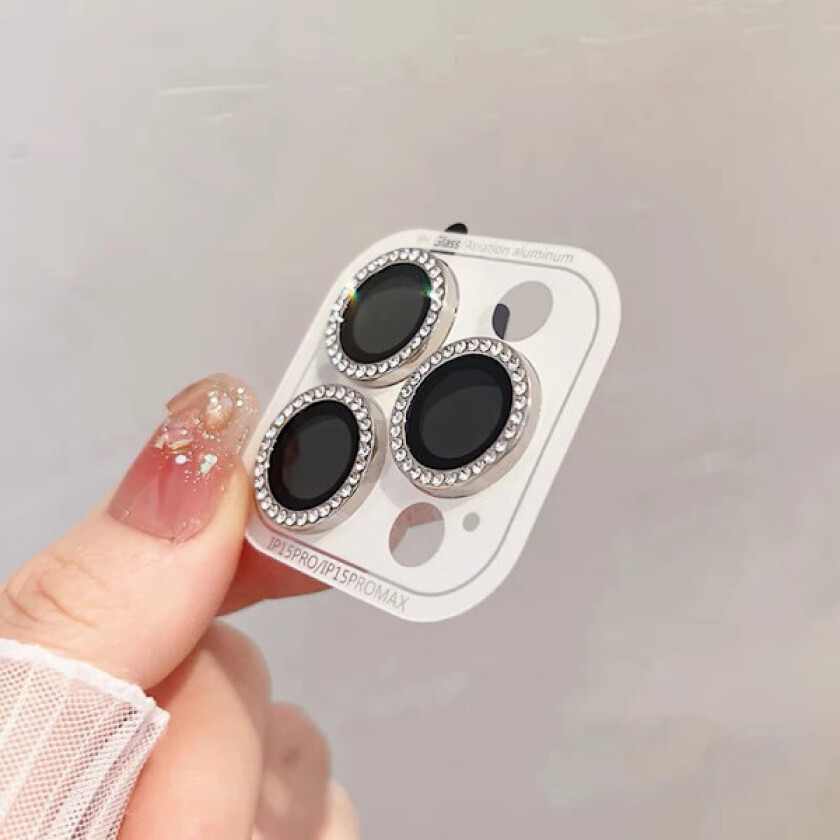 Luksuriøs diamant kamerabeskyttelse for iPhone 13/13mini - Glitter Ring Linse Glass Bakre Linse Beskyttelse, 2-3 stk, Sølv for 13 13mini(2stk