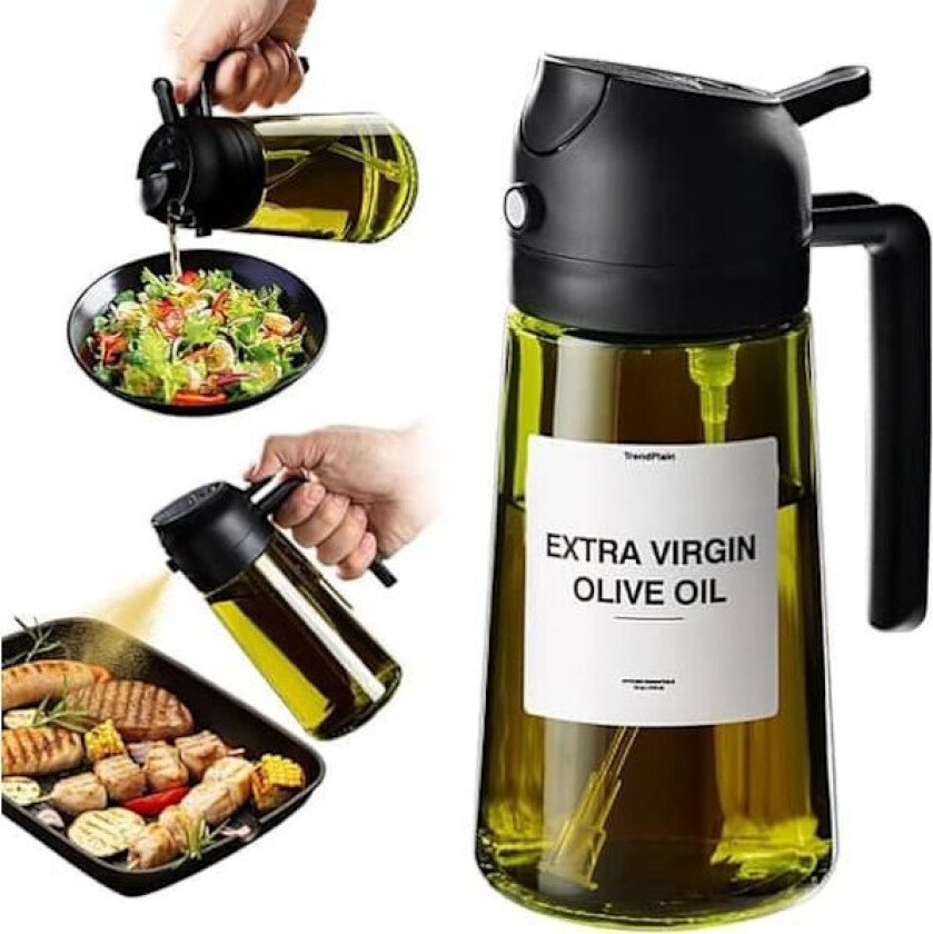 2-i-1 – 470 ml Sprayflaske for Olje og Eddik, Perfekt for Matlaging, Airfryer & Salat