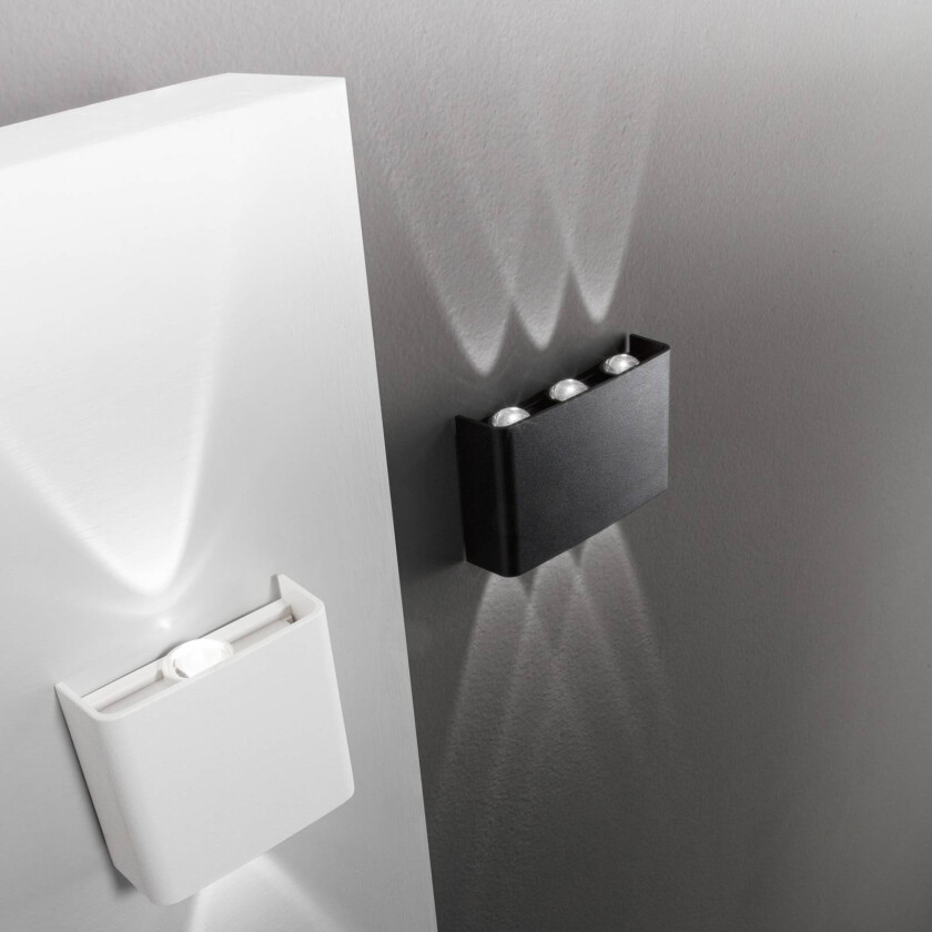 utendørs LED-vegglampe KLEIN, svart, bredde 16 cm, plast