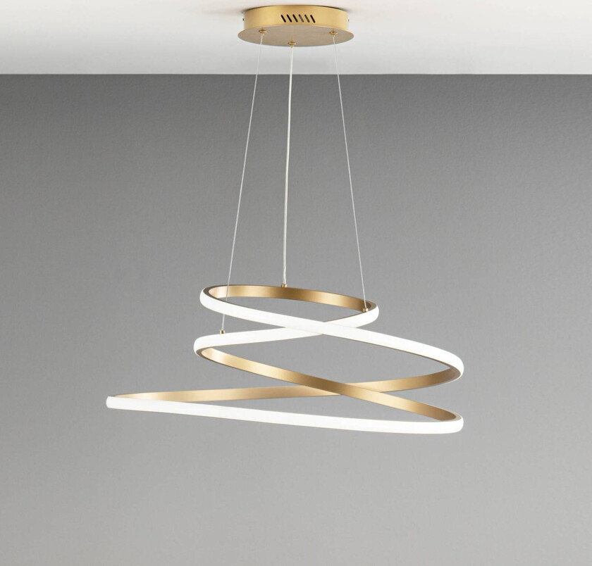 LED-hengelampe COASTER, gullfarget, Ø 60 cm, metall, CCT