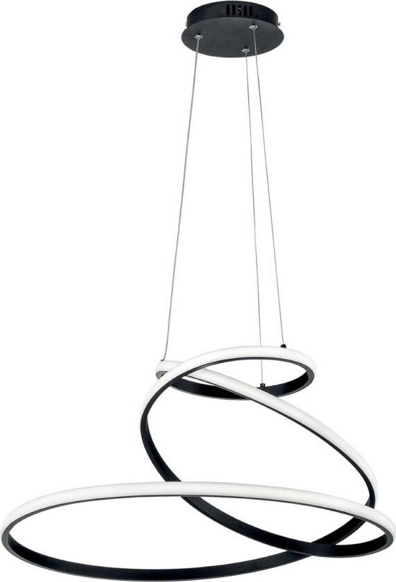 LED-hengelampe COASTER, svart, Ø 60 cm, metall, CCT