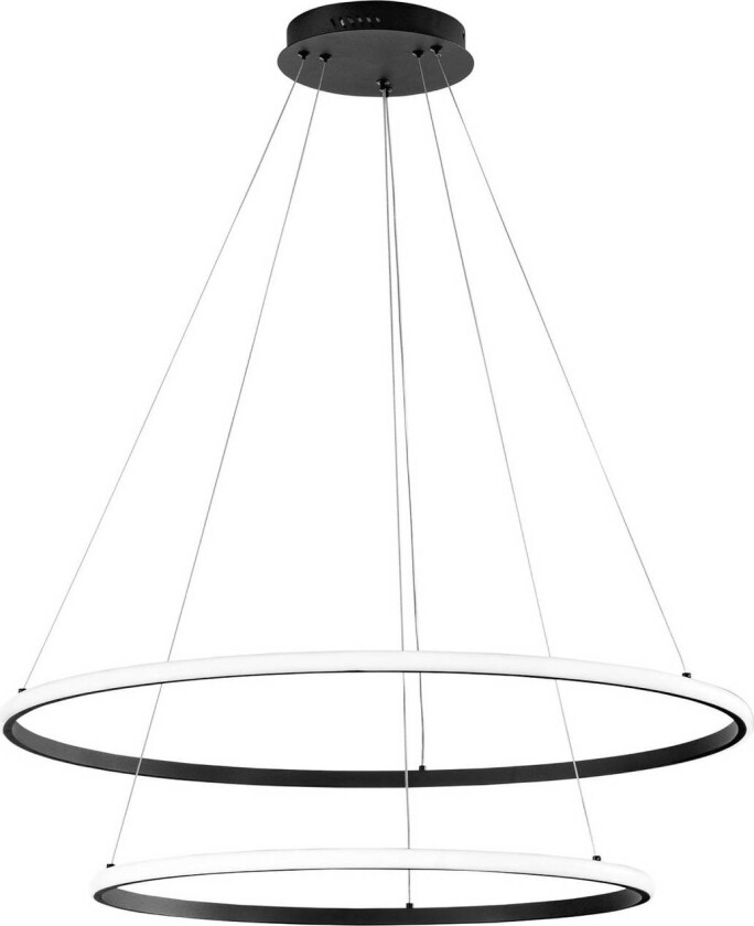 LED-pendellampe Axis, Ø 80/60 cm, svart, metall, CCT