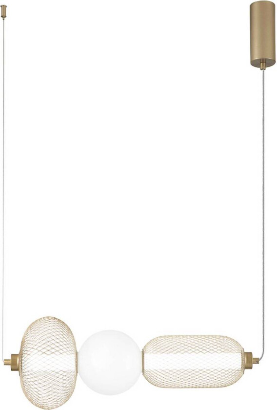 LED-hengelampe INKAS, høyde 53 cm, gullfarget glass/metall CCT