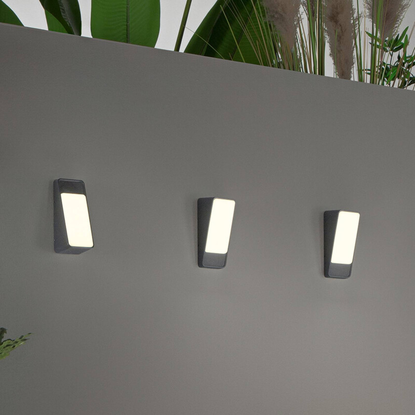 utendørs LED-vegglampe Coupe, antrasitt, høyde 20 cm, metall