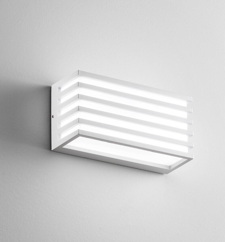 utendørs LED-vegglampe Dukrot, hvit, bredde 22 cm, metall