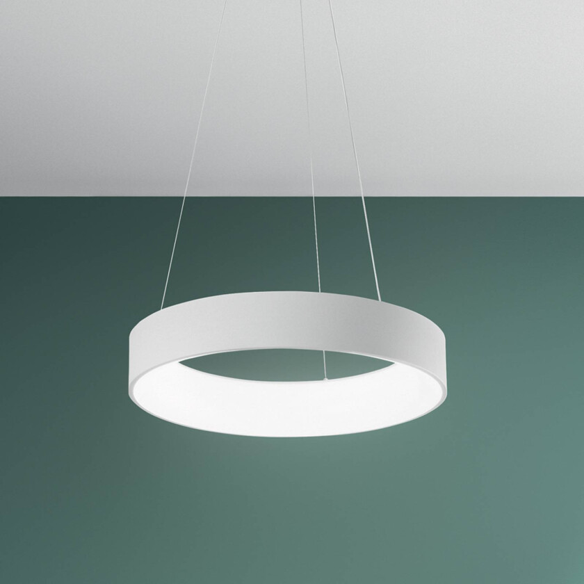 LED-pendellampe Noah, hvit, Ø 60 cm, metall, CCT