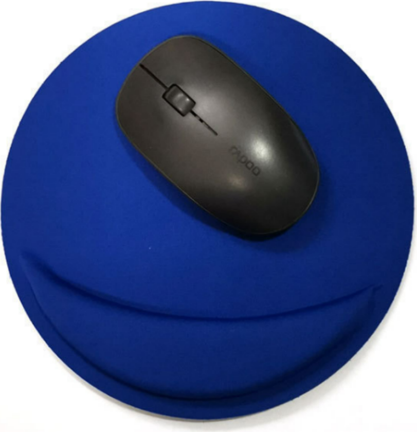 Ergonomisk rund musematte med håndleddsstøtte Blue