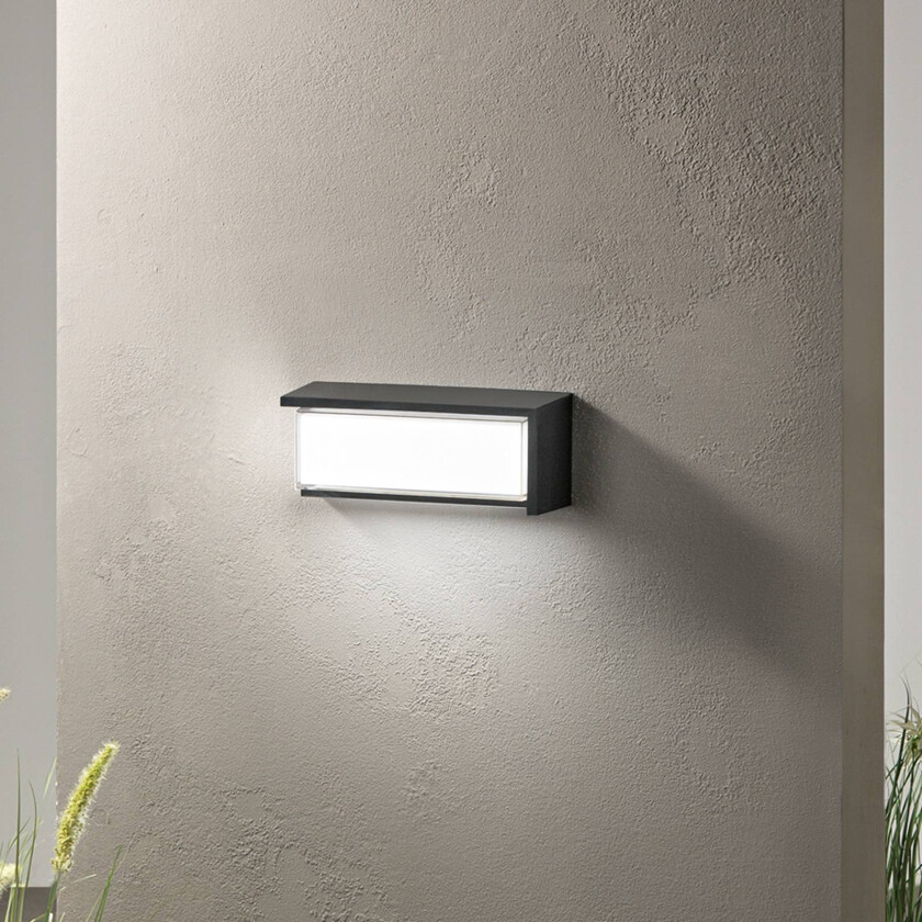 utendørs LED-vegglampe BLOCK, svart, 32 cm plast, CCT