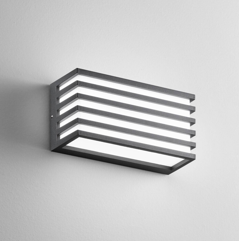 utendørs LED-vegglampe Dukrot, antrasitt, bredde 22 cm, metall