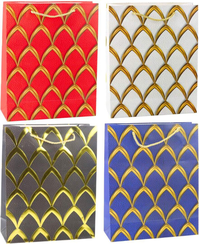 Elegant gavepose med gullaksenter, 32 x 26 x 12 cm