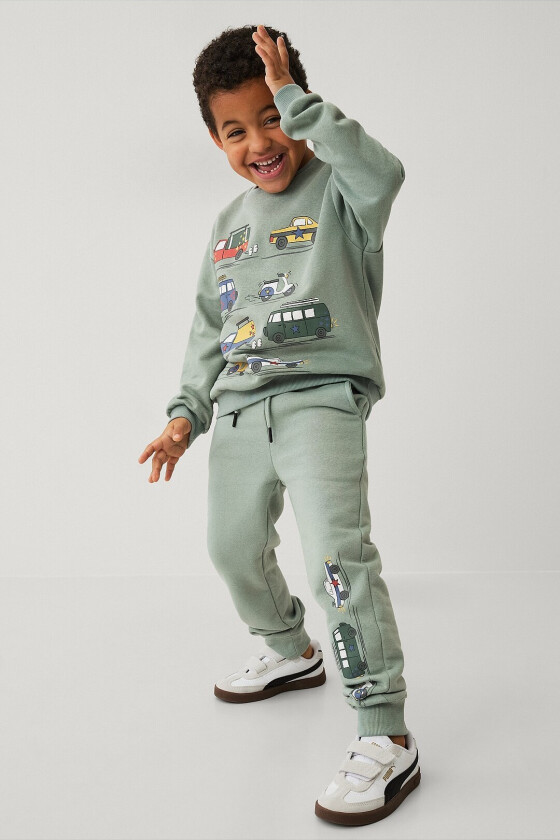 Myk bukse med trykk - Grønn