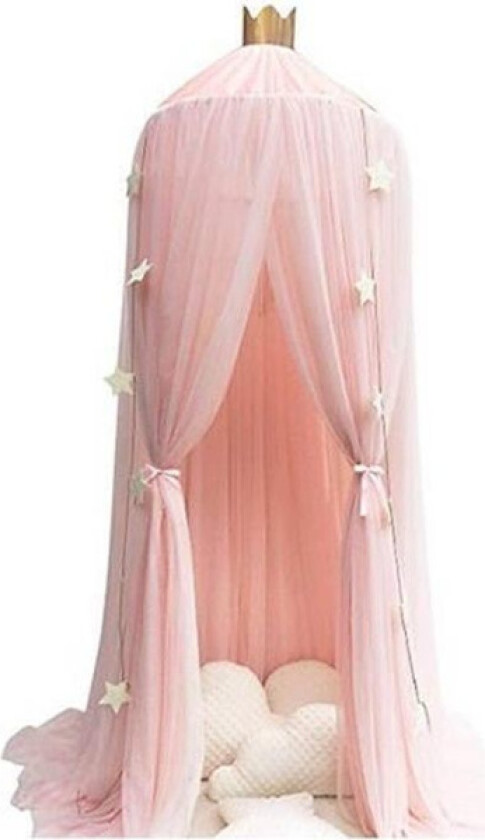 Kuppeltelt, sengegardin, fantastisk myggnett, sengehimmel med stjernedekorasjon for barnerom - Rosa