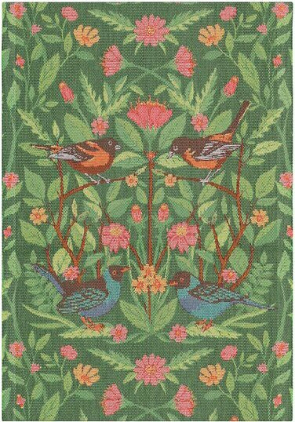 Håndkle 35x50 cm Fuglemotiv/grønn