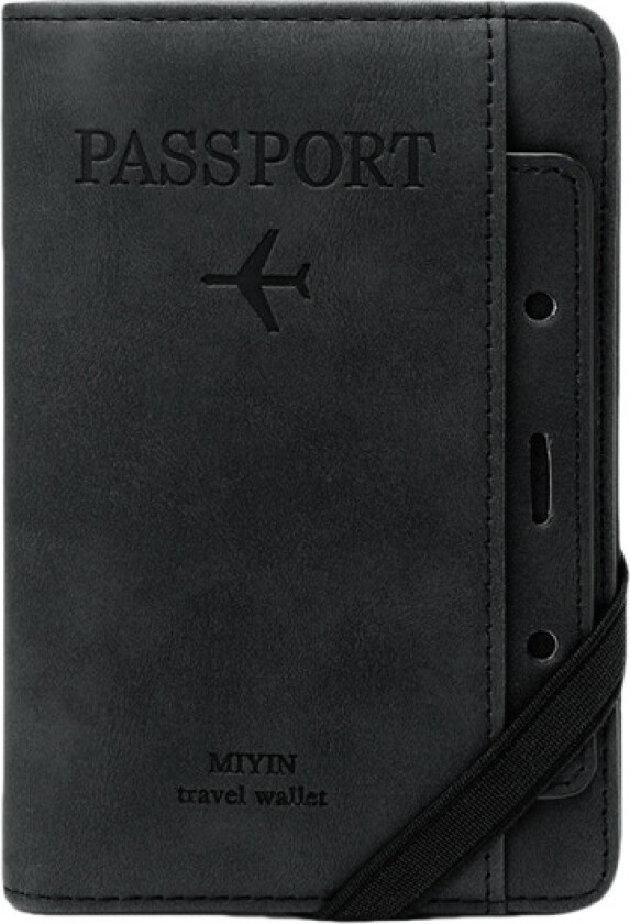 Passholder / reiselommebok med RFID-blokkering Black