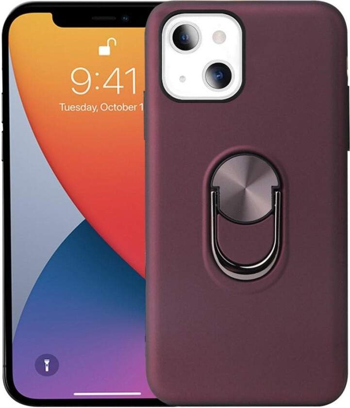iPhone 13 Mini Hybrid Deksel Med Fingerring - Vinrød