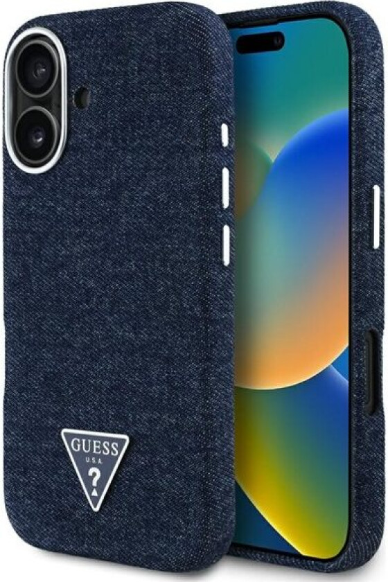 Denim Triangle Logo MagSafe iPhone 16 Etui - blå