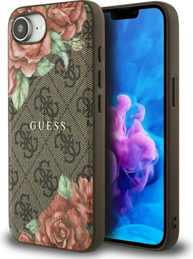 4G Flowers Print MagSafe-etui for iPhone 16e - brun