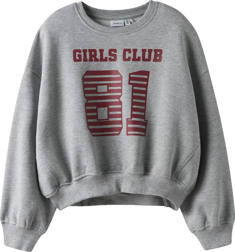 Collegegenser - Short - NkfTaya - Grey Melange - - 7-8 år (122-128) - Collegegenser