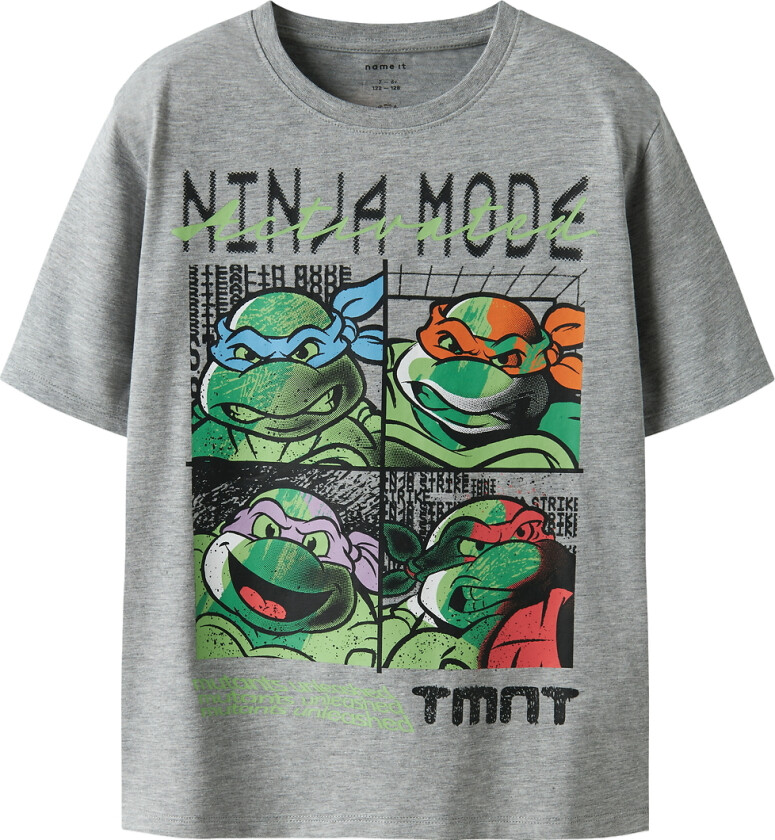 T-skjorte - NkmDon - Turtles - Grey Melange - - 7-8 år (122-128) - T-skjorte