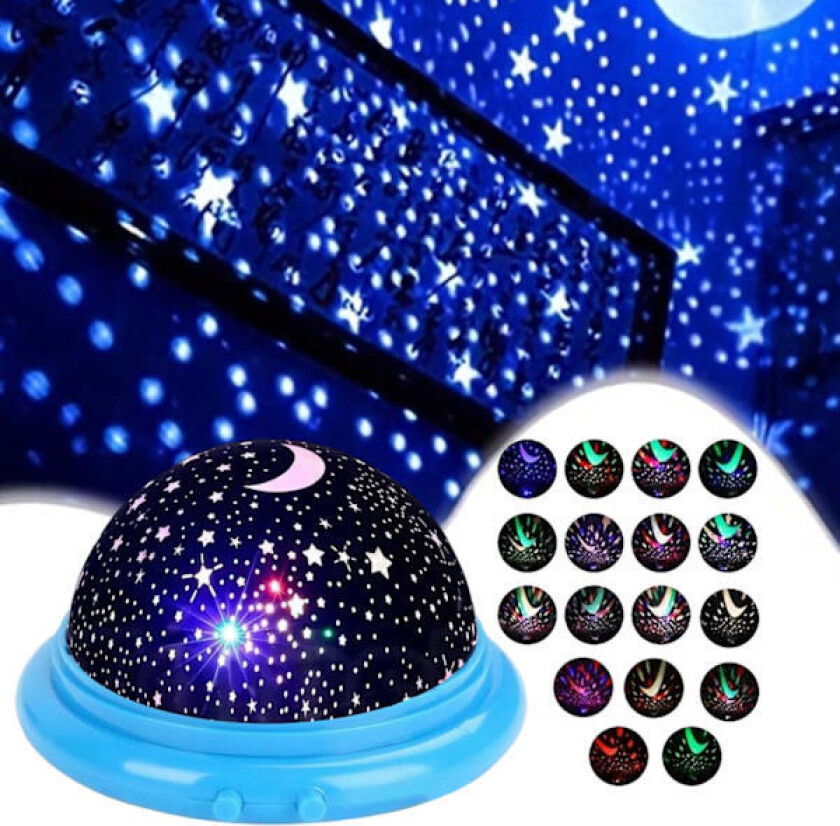 Stjerneprojektor Galaxy Nattlampe LED Stjernehimmel for Barnerom blå