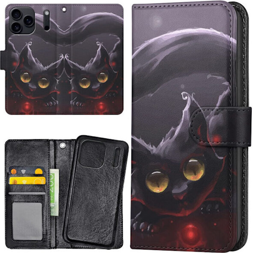iPhone 17 Pro - Lommebok Deksel Svart Katt
