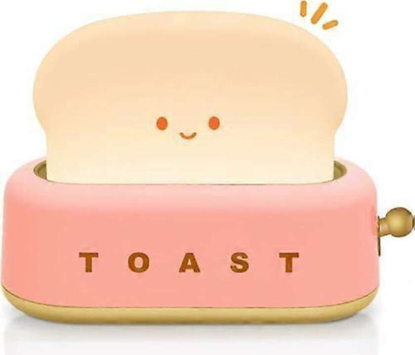 Søt Toast Lampe Brød Nattlys Oppladbar, Bærbar Toast Nattlampe for Barn Justerbar Lysstyrke Nattbordslampe