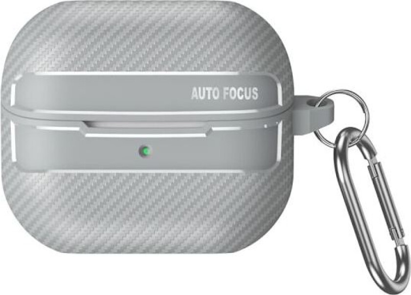 Samsung Galaxy Buds3 / Buds3 Pro-etui med karbonfibertekstur, fleksibelt beskyttelsesdeksel for ørepropper med krok - Lysegrå