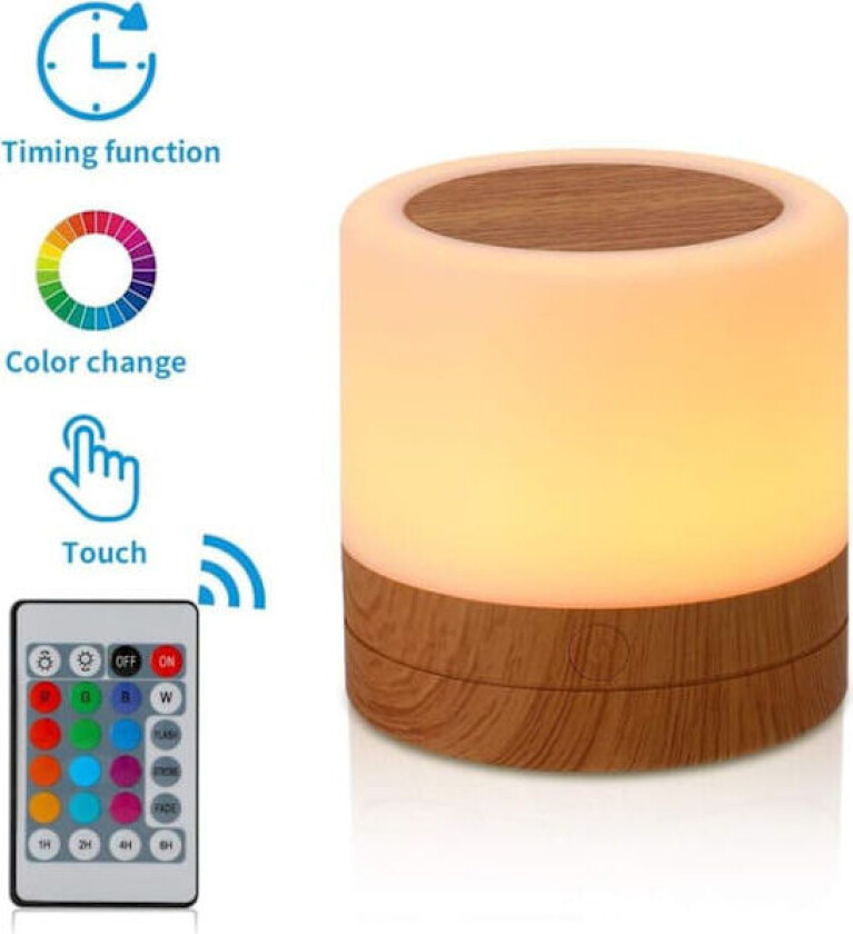 Barns Bamsebadets Nattlampe, USB-Ladebar Liten Skrivebordslampe, 13 RGB-Farger & 4 Lysstyrker & 1 Fjernkontroll, Trådløs Nattbordslampe B...