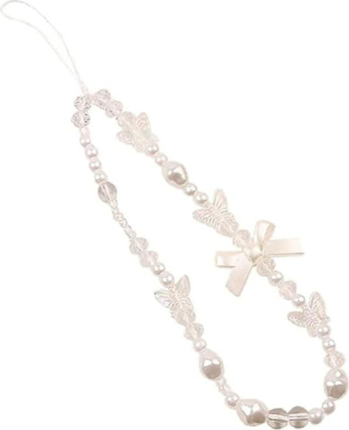 Mobiltelefon Lanyard Universal Telefonkjede Sløyfe Sommerfugl Perlebesatt Telefon Lanyard Håndleddsstropp Anti-tapt Telefon Charm Stropp Mote Søt Telefonveske Ke