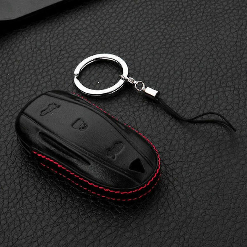For Tesla Modell S/X Fob Omslag 1 stk Ekte Lær Nøkkel Lomme Etui Omslag Holder Nøkkel Skall Nøkkeletui (FMY) modell S
