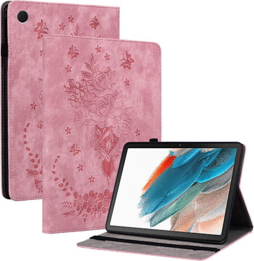 Til Samsung Galaxy Tab A11+ Deksel Med Roseblomst Preging - Rosa