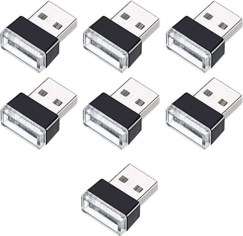 {xjxj}7 stk Mini USB-lampe LED Modellbil Stemningsbelysning Neon Interiørbelysning Bil Smykker USB Nattlampe (7 farger)