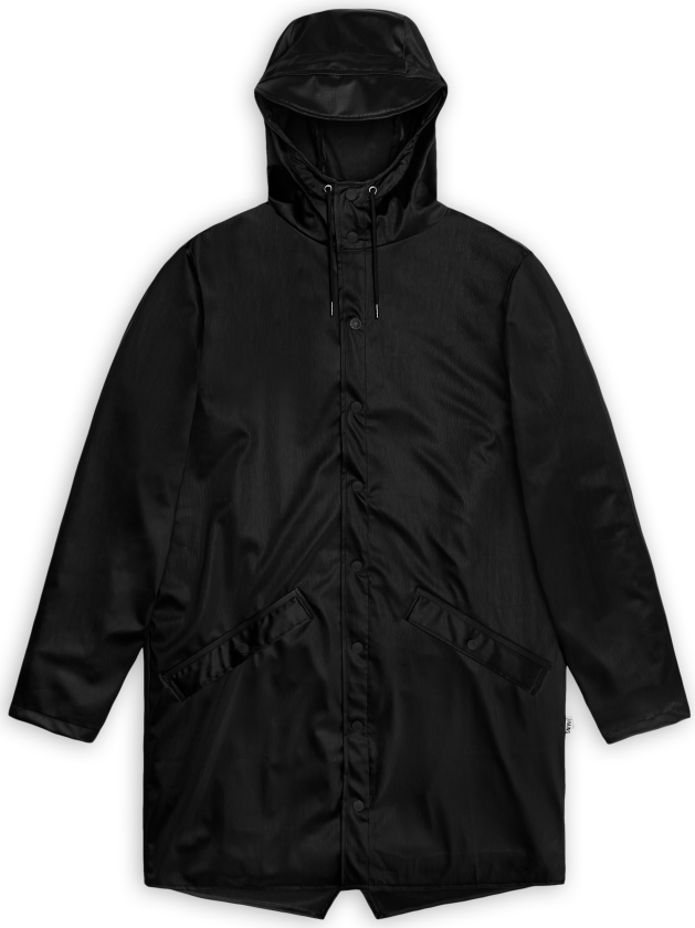 Rains Unisex Long Jacket Black Grain S, Black Grain