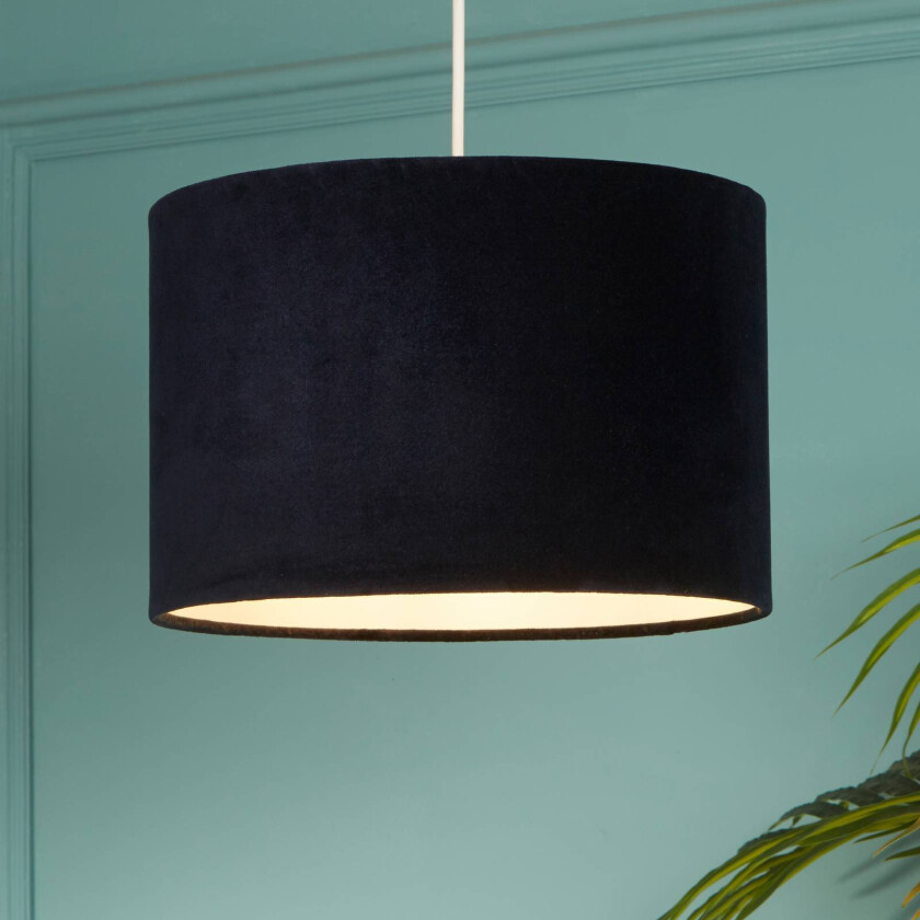 Pendellampe Mersana, Ø 30 cm, mørkeblå, fløyel, E27