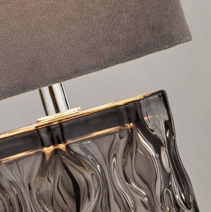 Bordlampe Nyssa, grå, tekstil/metall, 28 cm, E27