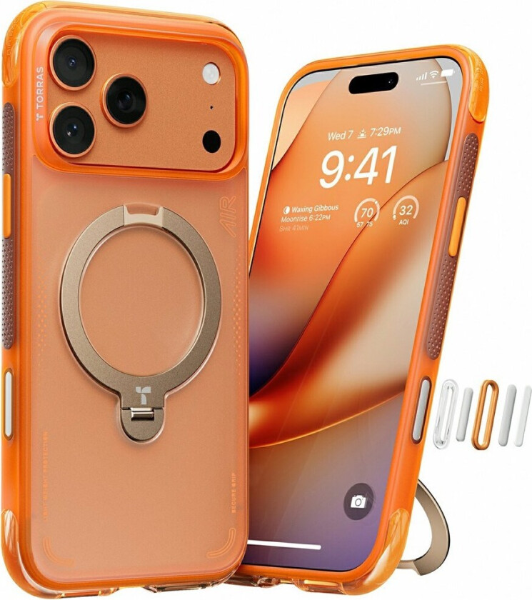 iPhone 17 Pro Max TORRAS Ostand Q3 Air Deksel med Kickstand - MagSafe Kompatibel - Oransje