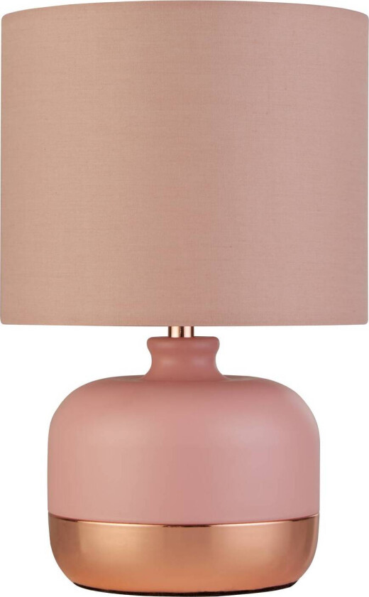 Bordlampe Tamsin, rosa, metall/tekstiler, høyde 27 cm, E14