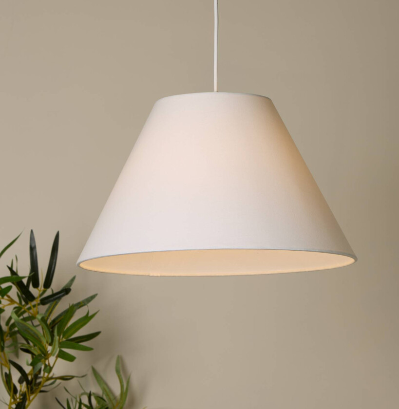 Hengelampe Lyta, hvit, Ø 38 cm, tekstil, E27, kjegleform