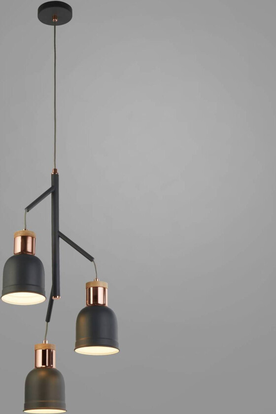 Pendellampe Barham, grå, metall, 3 lyskilder, E27