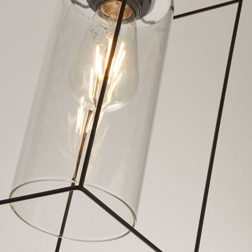 Pendellampe Vesperon, transparent, glass, 3 lyskilder, 75 cm