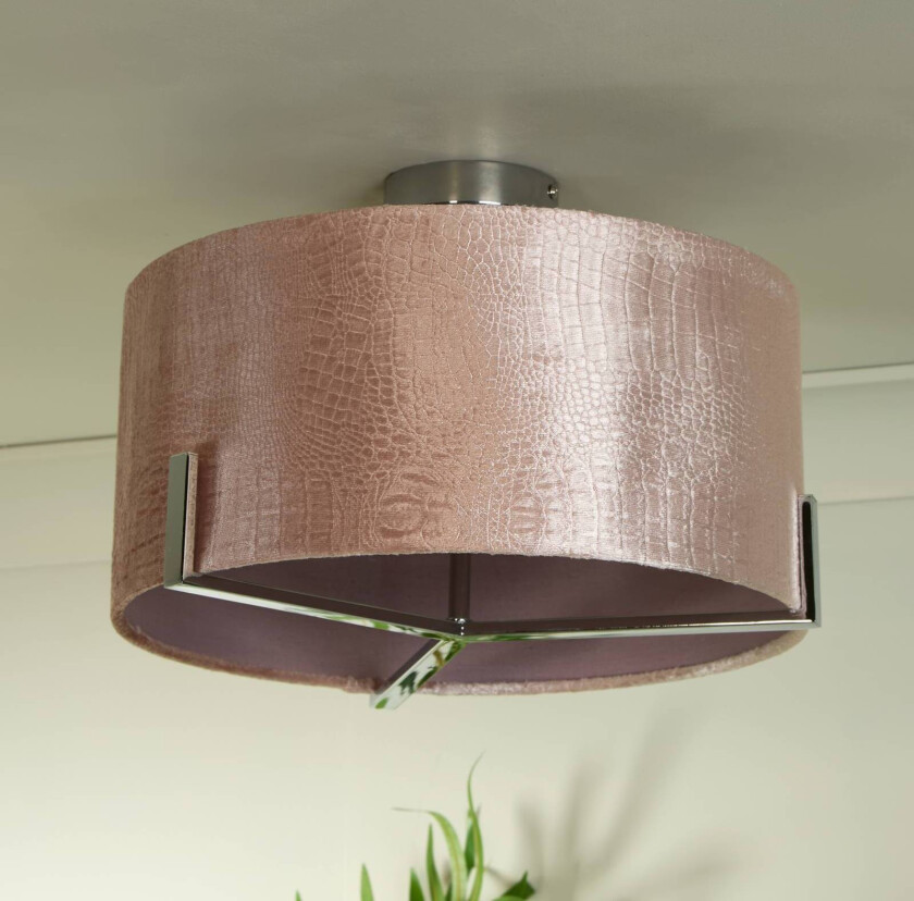 Taklampe Kyran, rød, metall, fløyel, Ø 40 cm, E27