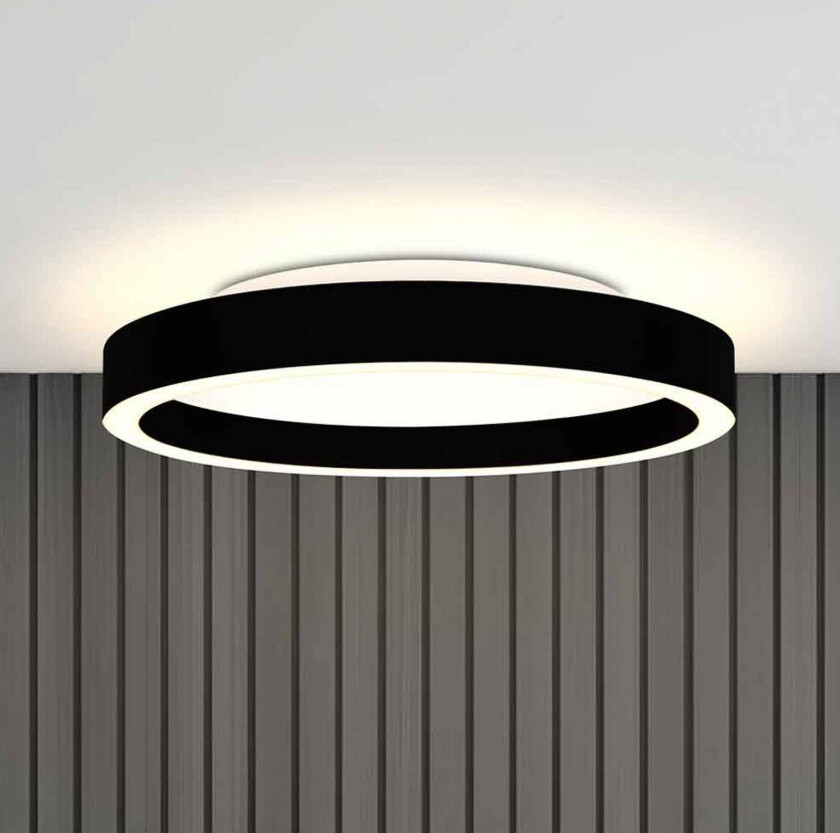 LED-taklampe Ringlux, svart, Ø 30 cm, metall, 2700 K