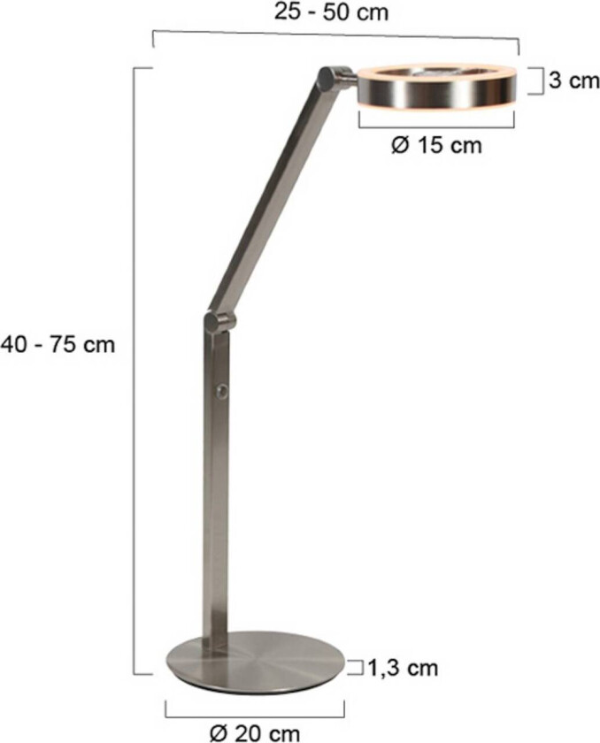 LED-bordlampe Ringlux, stålfarget, metall, 2700 K, dimmer