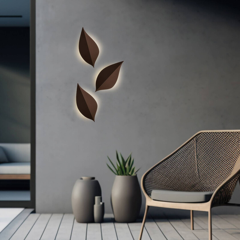 utendørs LED-vegglampe Amalfi, rustbrun, høyde 28 cm, metall