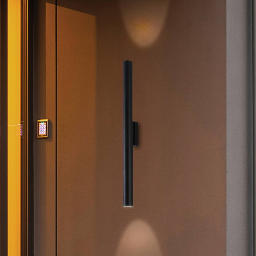 utendørs LED-vegglampe City, høyde 60 cm, svart, metall